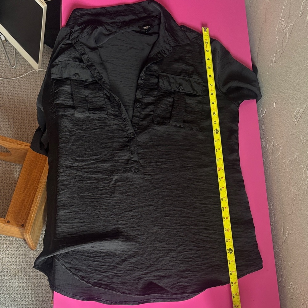 Soft Black Half Button Collared Shirt - image 6